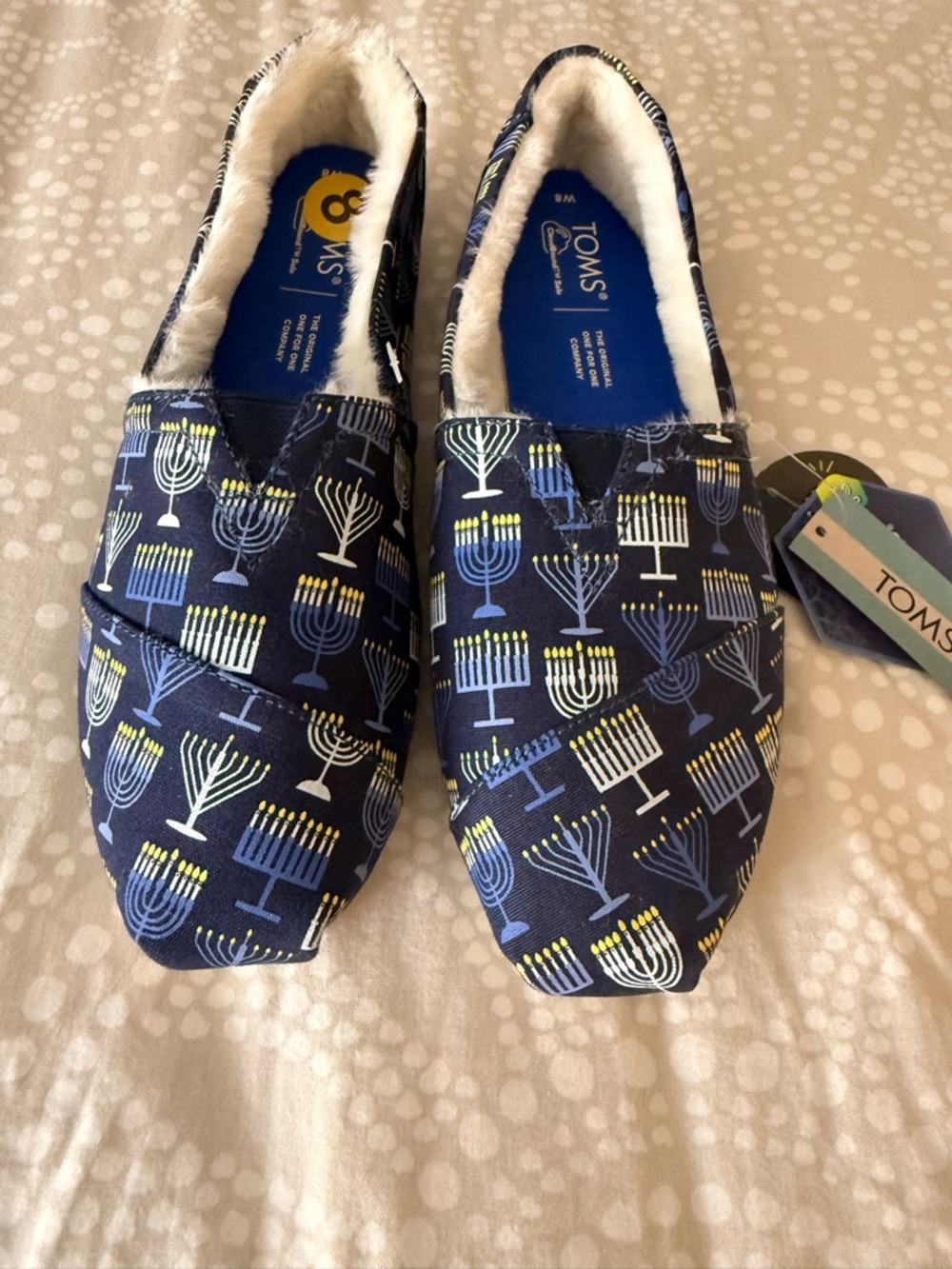 TOMS Navy Canvas Menorah Slip-On Shoes